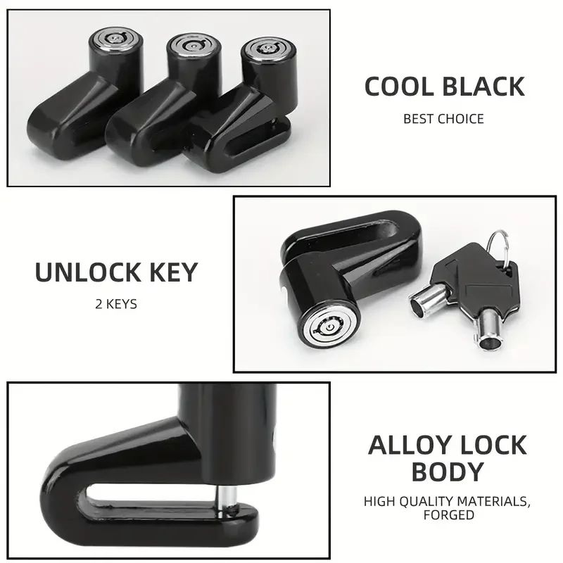 Motorcycle Disc Brake Lock Anti Theft Security Durable Keyed Bike  E Bike Lock No Battery Or Electr 3
