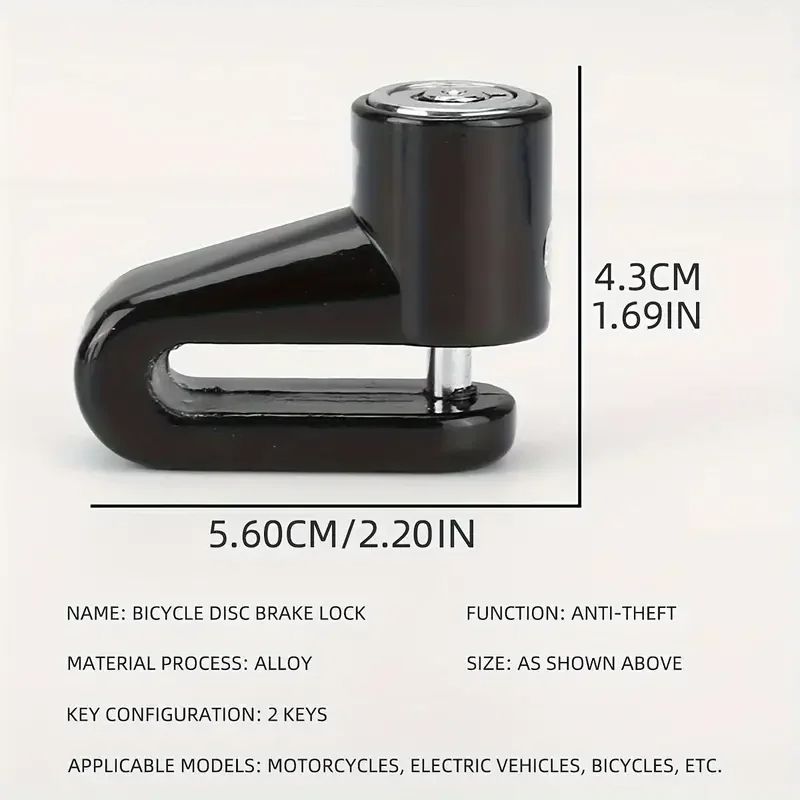 Motorcycle Disc Brake Lock Anti Theft Security Durable Keyed Bike  E Bike Lock No Battery Or Electr 4
