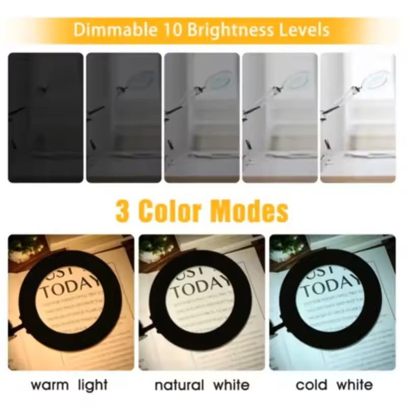 LED Magnifying Glass Table Lamp With Adjustable Light And 8X 10X Lens For Soldering And Skincare 1