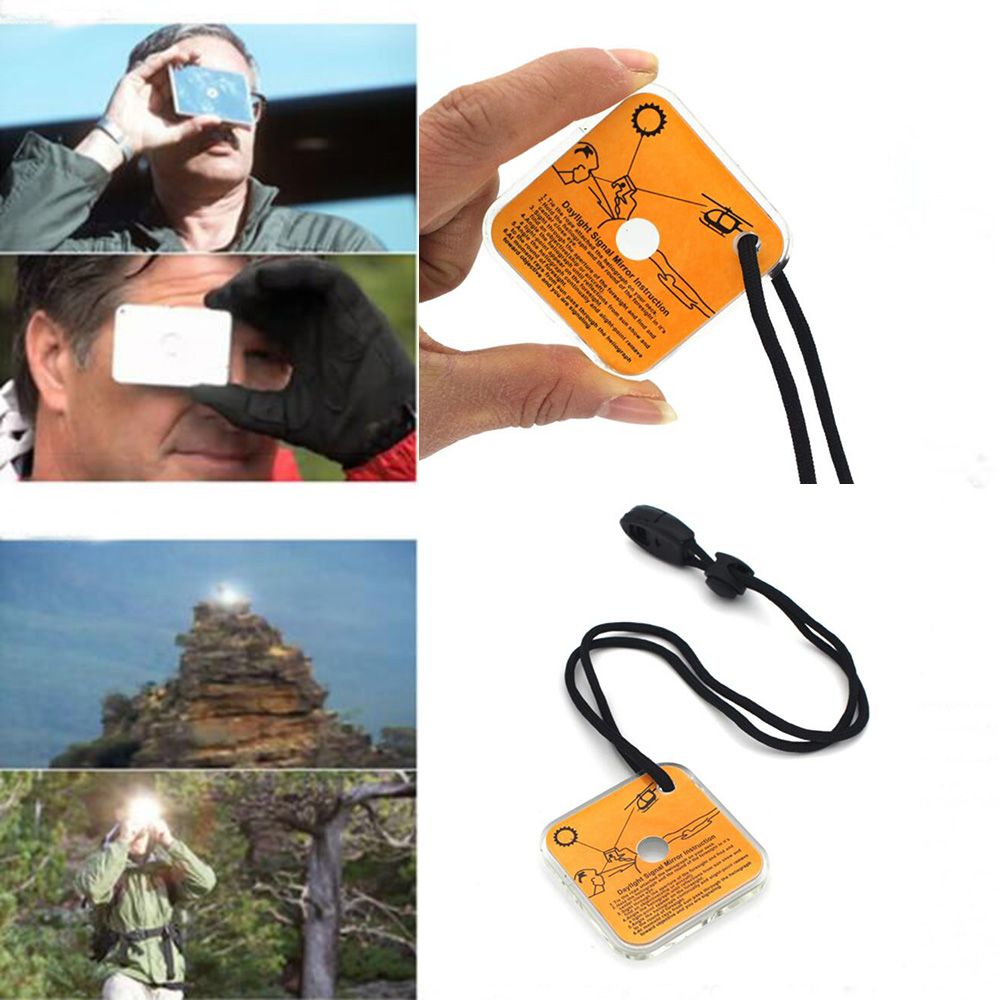 Emergency Signal Mirror Survival Reflective Mirror For Outdoor Adventures Hiking Camping  Daylight  1