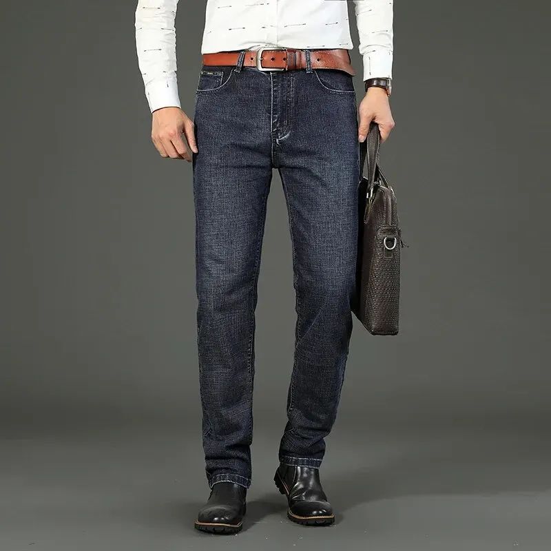 Withinlee New Business Mens Jeans  Casual Straight Stretch Denim Trousers In Classic Blue Black For 2