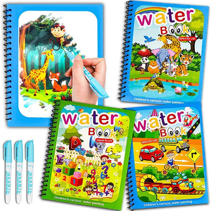 Reusable Magic Water Drawing Book, Montessori Sensory Toy for Toddlers, Educational Coloring Activity