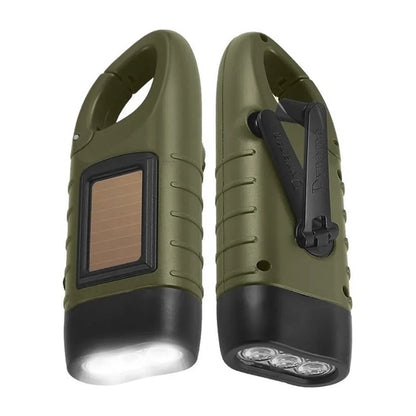 Solar Powered Hand Crank LED Flashlight, Long-Range Portable Tent Light & Emergency Torch for Camping, Hiking Survival