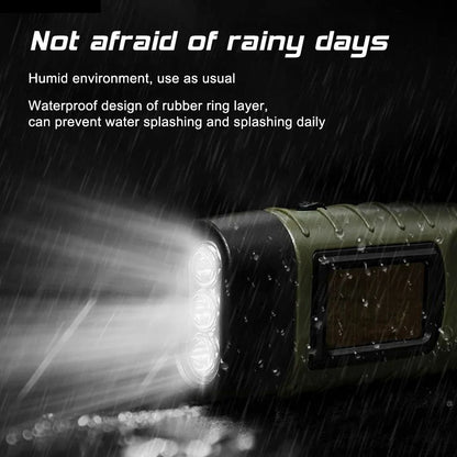 Solar Powered Hand Crank LED Flashlight LongRange Portable Tent Light  Emergency Torch For Camping  2
