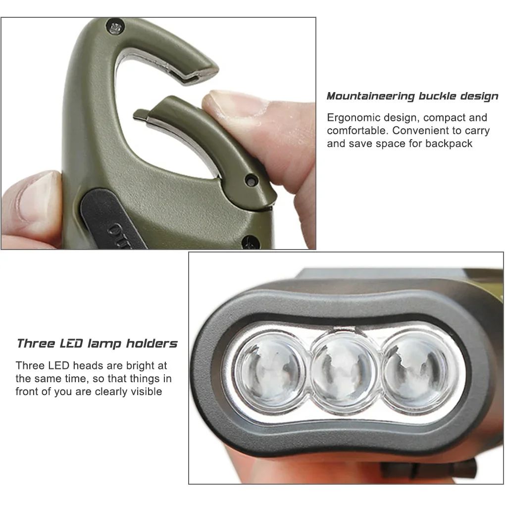 Solar Powered Hand Crank LED Flashlight LongRange Portable Tent Light  Emergency Torch For Camping  4