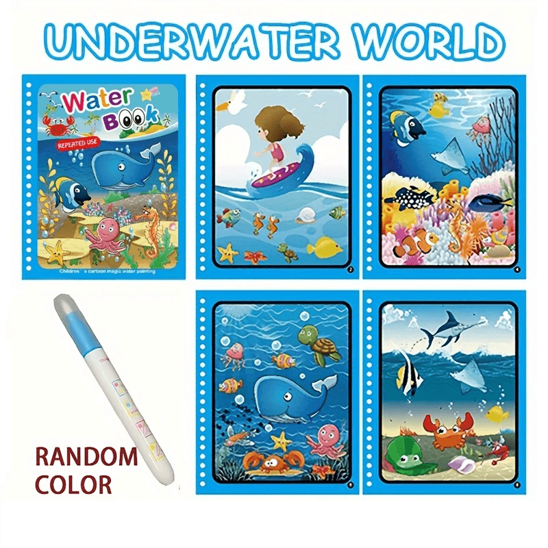 Reusable Magic Water Drawing Book Montessori Sensory Toy For Toddlers Educational Coloring Activity 8