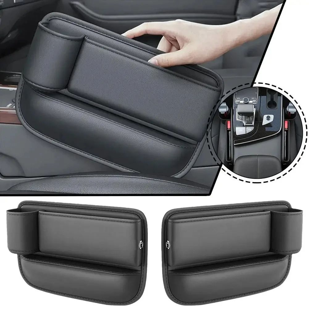 Multifunction Car Seat Gap Filler, Leak proof Storage Bag & Cup Holder in PU Leather Seat Slot Organizer Box