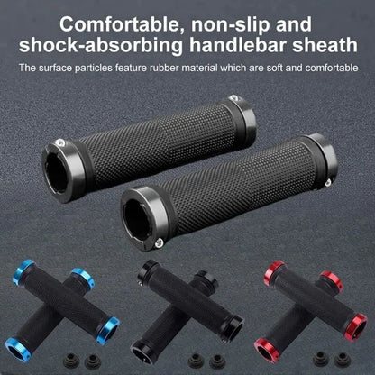 Non-Slip Bicycle Rubber Grips with Double Aluminum Lock, Lock-On Rubber Handlebar Grips for MTB, BMX & Road Bikes