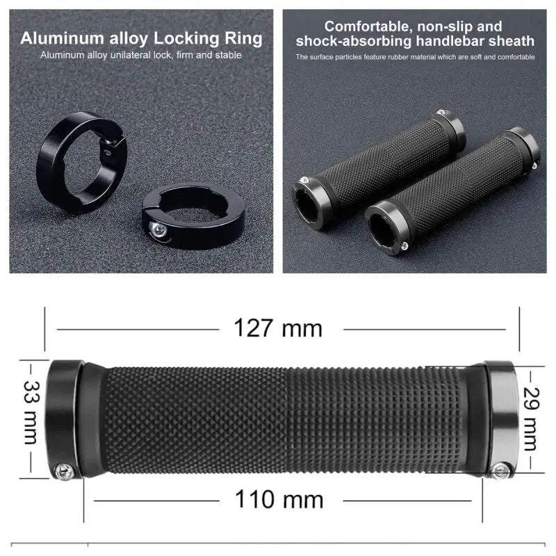 NonSlip Bicycle Rubber Grips With Double Aluminum Lock LockOn Rubber Handlebar Grips For MTB BMX  R 3