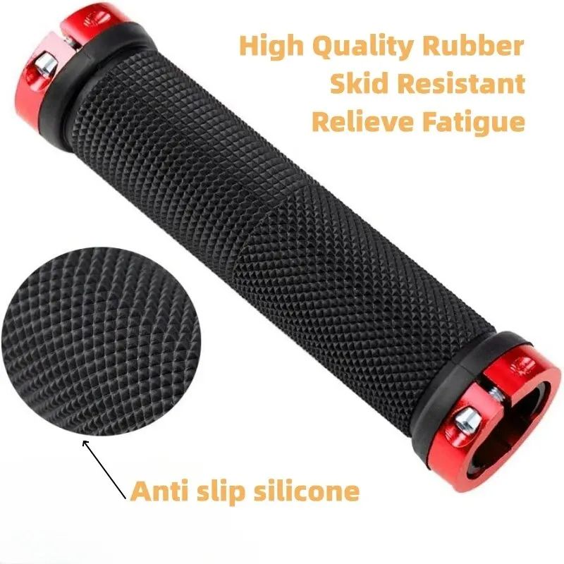 NonSlip Bicycle Rubber Grips With Double Aluminum Lock LockOn Rubber Handlebar Grips For MTB BMX  R 4