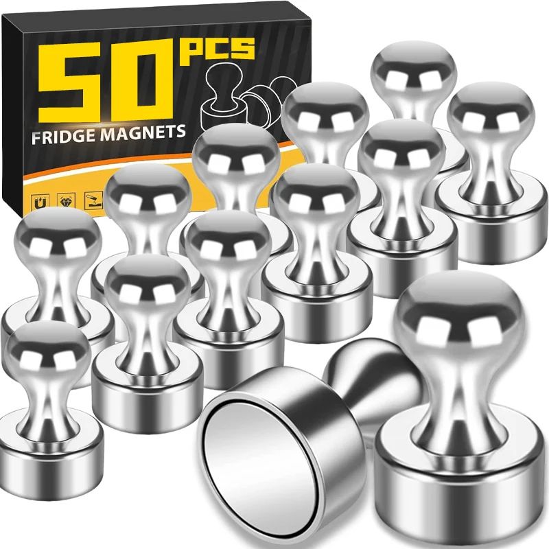 Metal Magnetic Pins – Strong Portable Magnetic Thumbtacks for Whiteboard, Fridge, Notes & Office Use