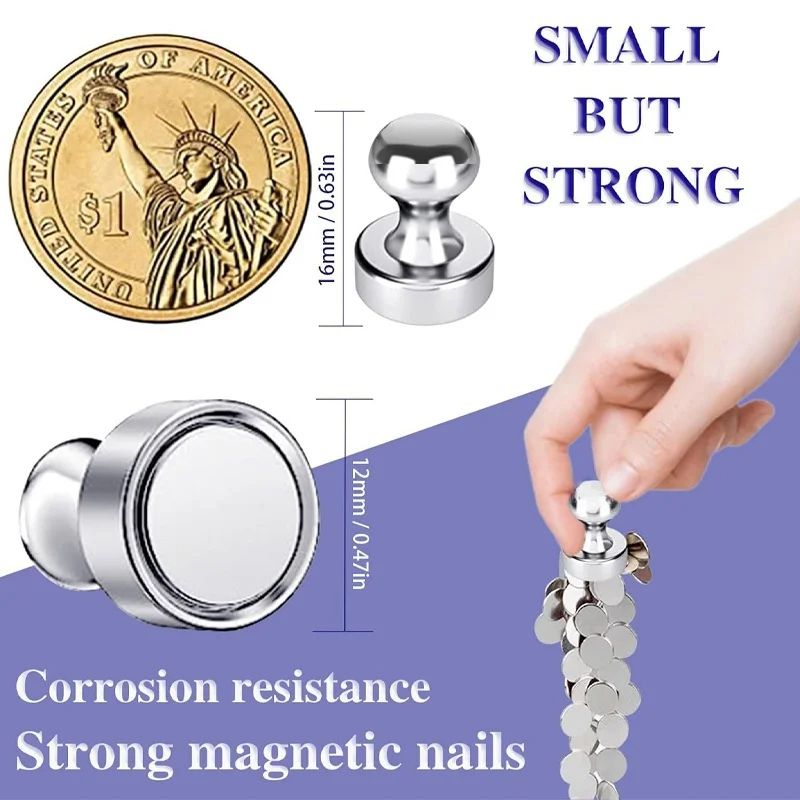 Metal Magnetic Pins  Strong Portable Magnetic Thumbtacks For Whiteboard Fridge Notes  Office Use 1