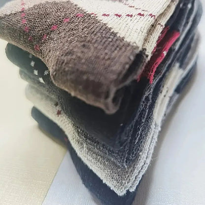 Warm Winter Men Wool Socks Splicing Diamond Patterns Thick Mid Length Cold Resistant Boots Socks So 1