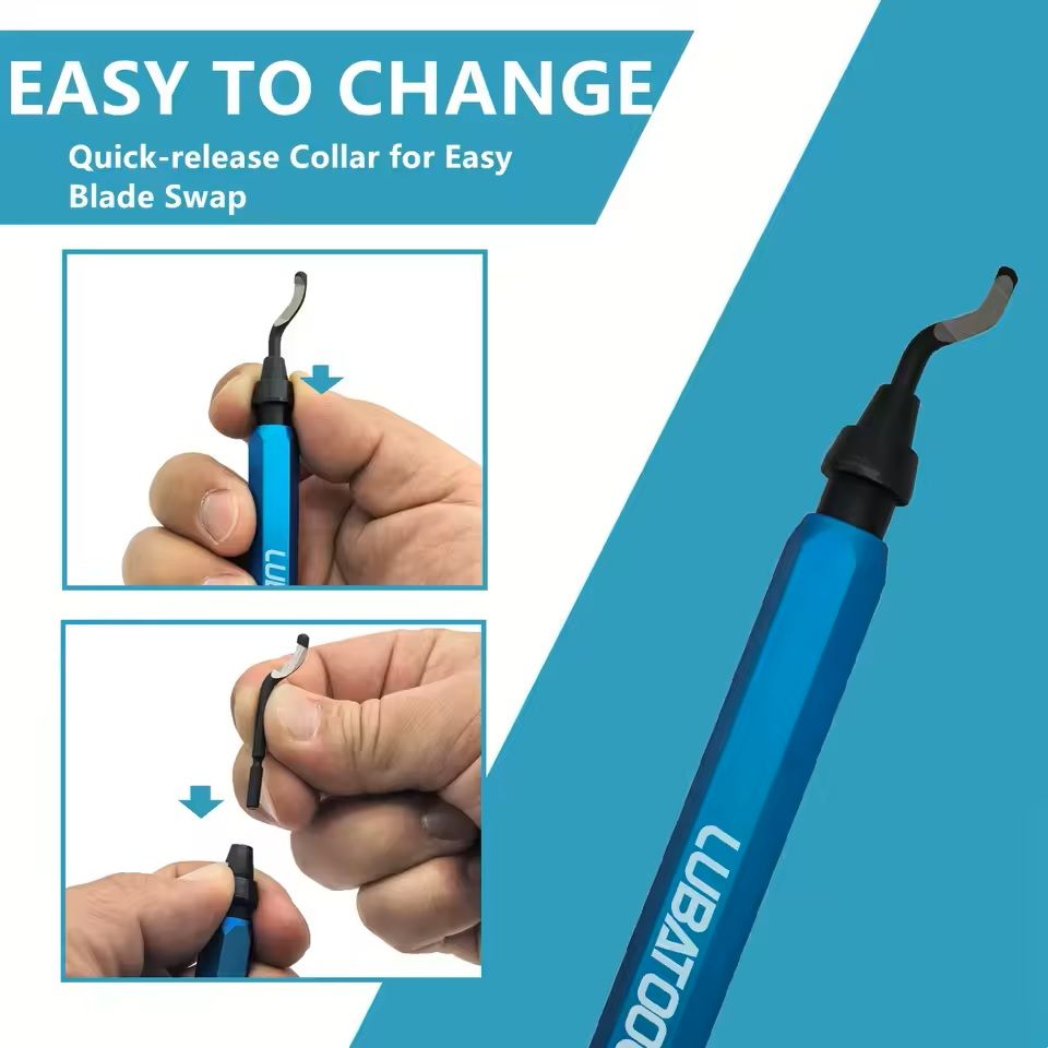 Deburring Tool With 11 Steel Blades And Rotary Head For Metal Plastic Wood And 3D Printing 1