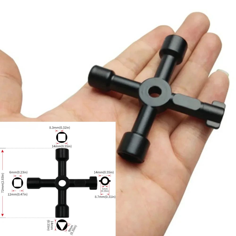 Multifunction Electrician Plumber Utility Cross Switch Wrench, Universal Square & Triangle Key for Gas, Radiator