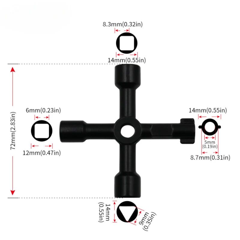 Multifunction Electrician Plumber Utility Cross Switch Wrench Universal Square  Triangle Key For Ga 5
