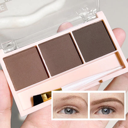 3Color Brow Powder Set With Brush  LongLasting Waterproof  NaturalLooking Eyebrow Makeup Kit For De 2