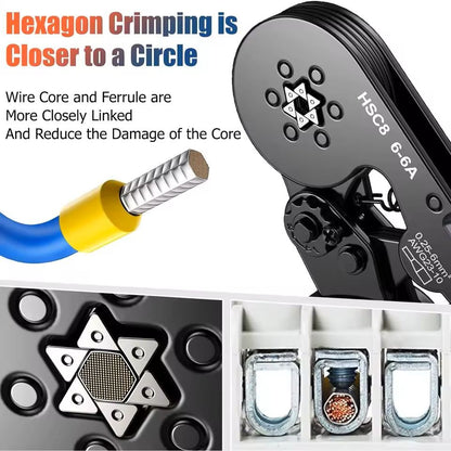 Hexagonal SelfAdjusting Wire Crimping Tool Kit For 237 AWG 4
