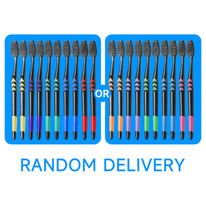 10 Pcs Family Pack Bamboo Charcoal Toothbrush Soft Bristles TravelFriendly Random Colors 1