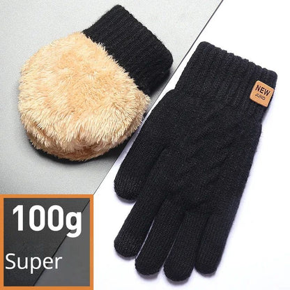 Men & Women Knitted Thick Thermal Full Finger Gloves Winter Warm Wool Driving Gloves, Touchscreen Mittens for Outdoor