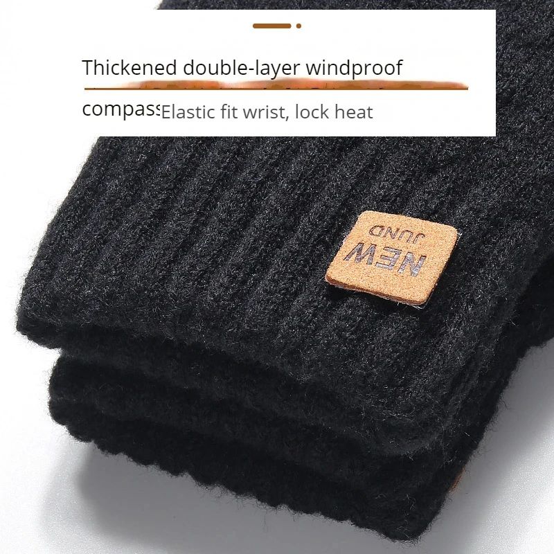 Men  Women Knitted Thick Thermal Full Finger Gloves Winter Warm Wool Driving Gloves Touchscreen Mit 3