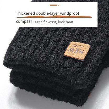 Men  Women Knitted Thick Thermal Full Finger Gloves Winter Warm Wool Driving Gloves Touchscreen Mit 3