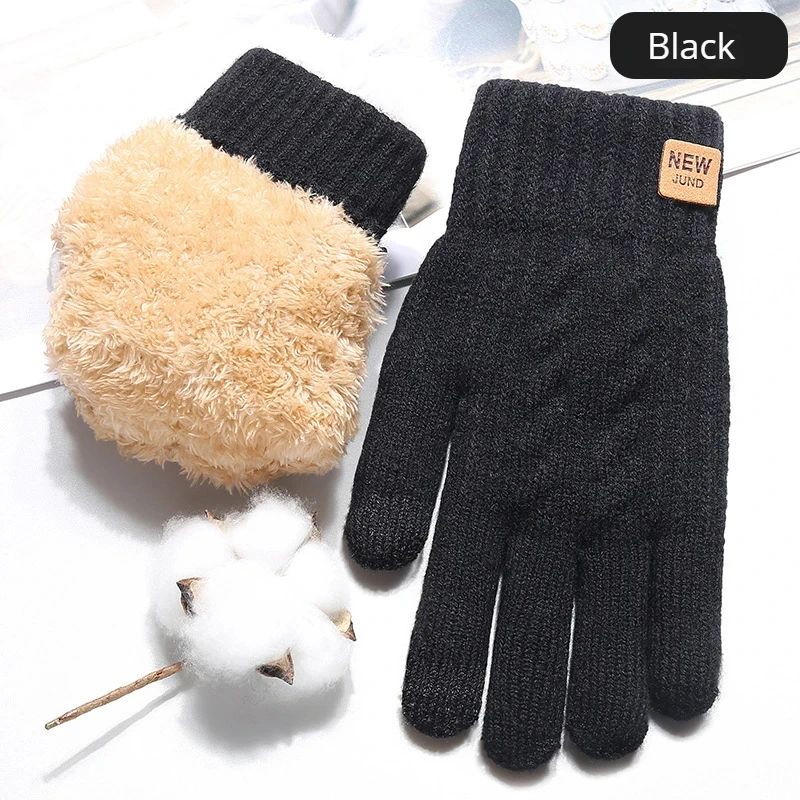 Men  Women Knitted Thick Thermal Full Finger Gloves Winter Warm Wool Driving Gloves Touchscreen Mit 5