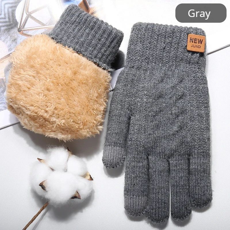 Men  Women Knitted Thick Thermal Full Finger Gloves Winter Warm Wool Driving Gloves Touchscreen Mit 7