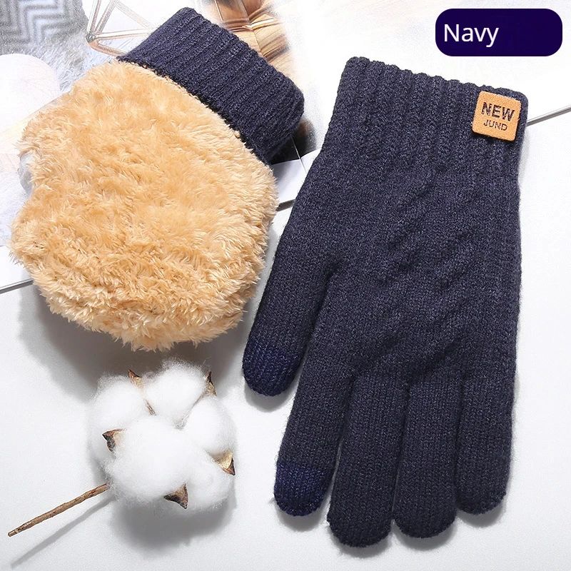 Men  Women Knitted Thick Thermal Full Finger Gloves Winter Warm Wool Driving Gloves Touchscreen Mit 8