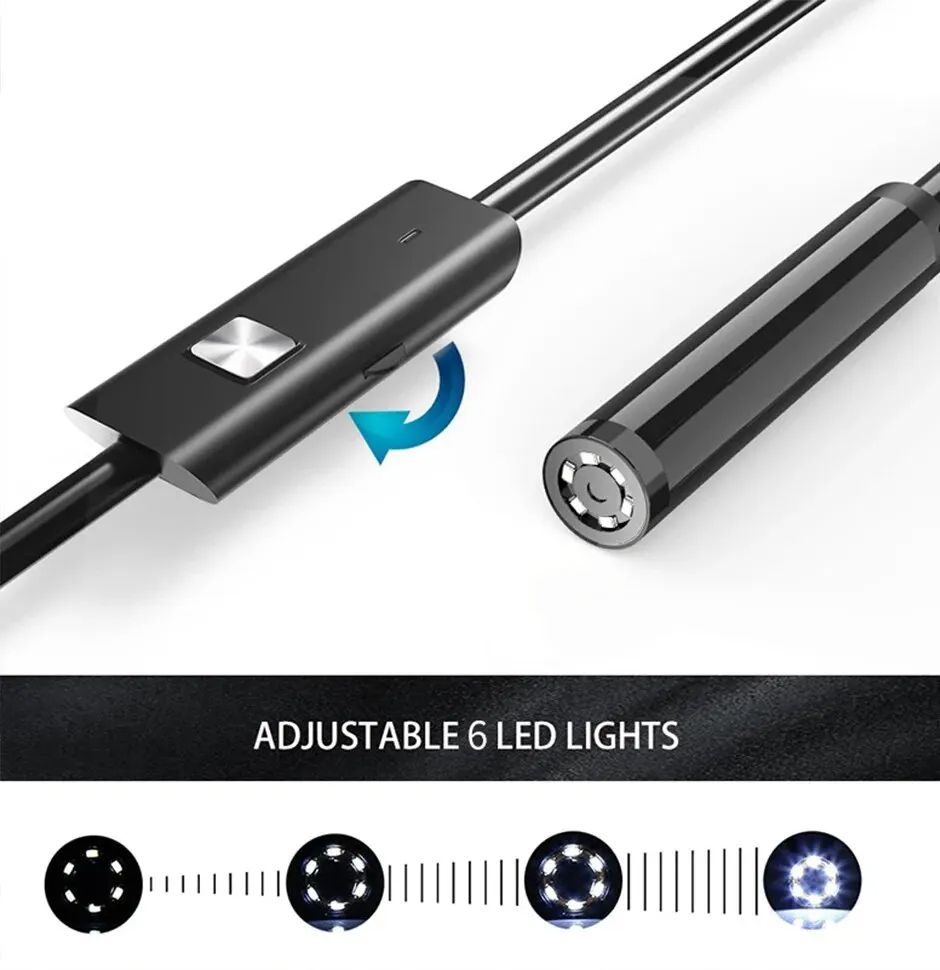 Waterproof TYPEC Endoscope Camera With Adjustable LEDs USB Borescope For Android Phone  PC Flexible 4