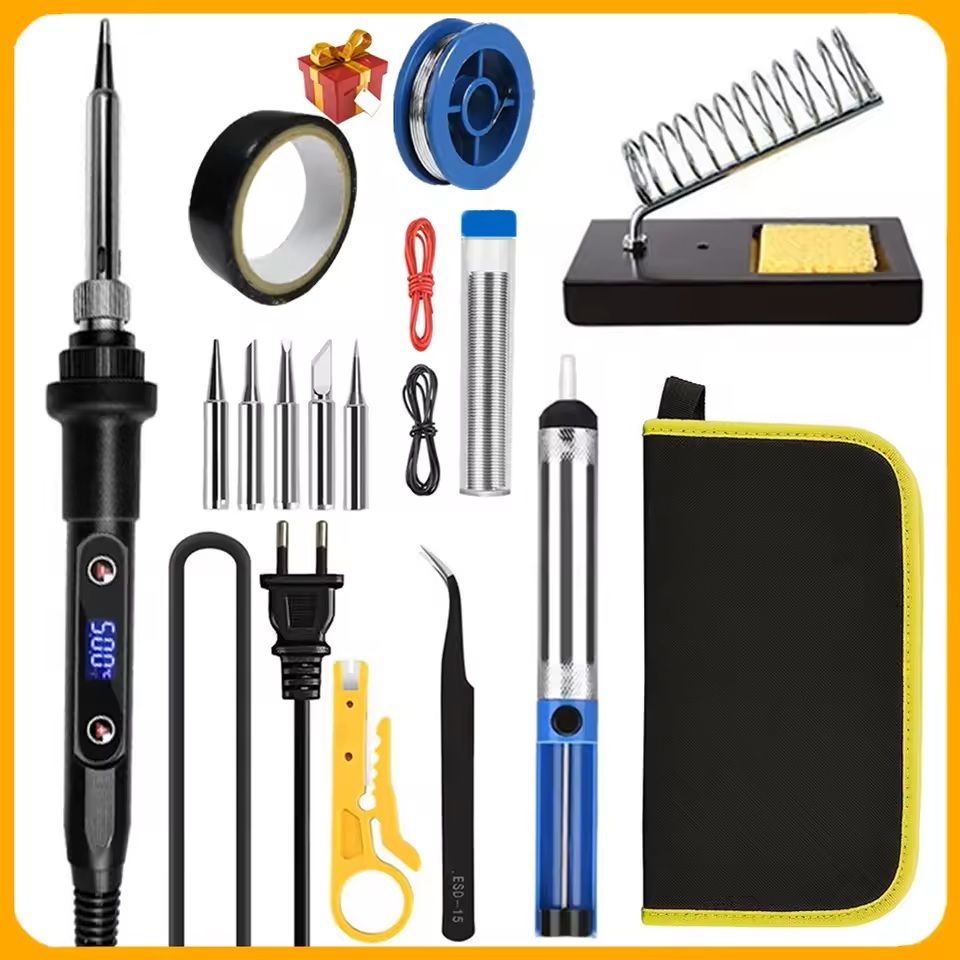Electric Soldering Iron Kit with LCD Display Adjustable Temperature 16 Piece Set