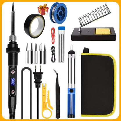 Electric Soldering Iron Kit with LCD Display Adjustable Temperature 16 Piece Set