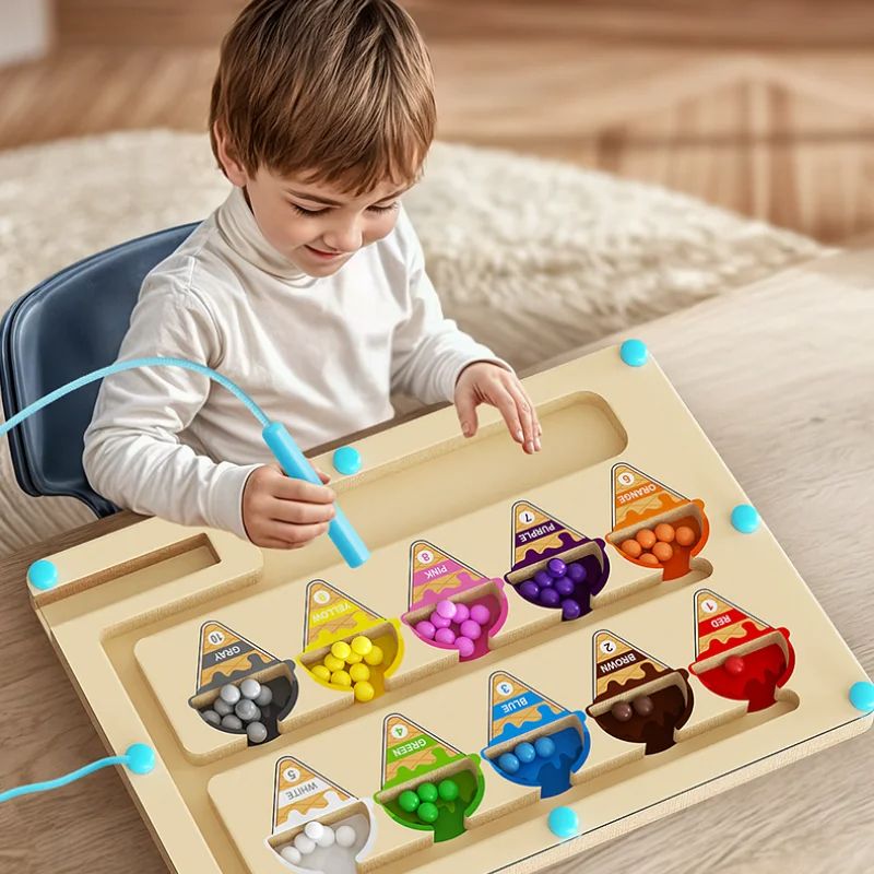 Magnetic Digital Bead Maze Children Puzzle Practice Concentration Training Game for Kids Fun Educational learning Toy