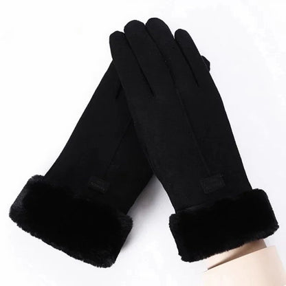 Fashion Warm Suede Women Winter Gloves Thick Plush Touchscreen Outdoor Guantes For Cycling  Driving 5