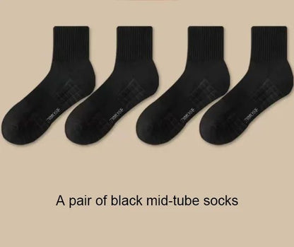 Men Thickened Cotton Deodorant Winter Velvet Mid Tube SportsBasketball Socks White Towel Bottom 8