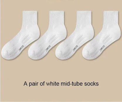 Men Thickened Cotton Deodorant Winter Velvet Mid Tube SportsBasketball Socks White Towel Bottom 9