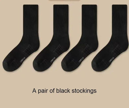 Men Thickened Cotton Deodorant Winter Velvet Mid Tube SportsBasketball Socks White Towel Bottom 6