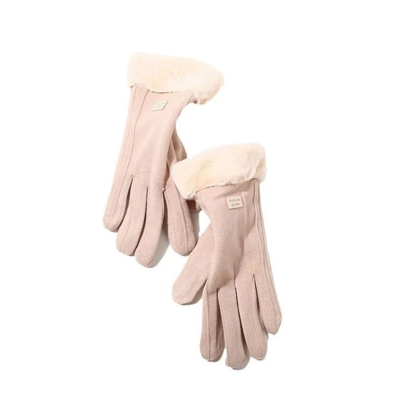 Fashion Warm Suede Women Winter Gloves Thick Plush Touchscreen Outdoor Guantes For Cycling  Driving 6