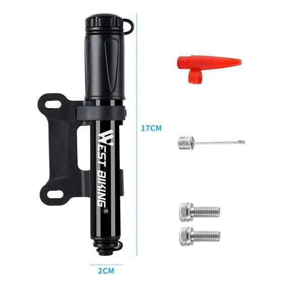 WEST BIKING 100Psi Mini Bike Pump  Lightweight Aluminum Alloy Bicycle Hand Pump For Schrader  Prest 5
