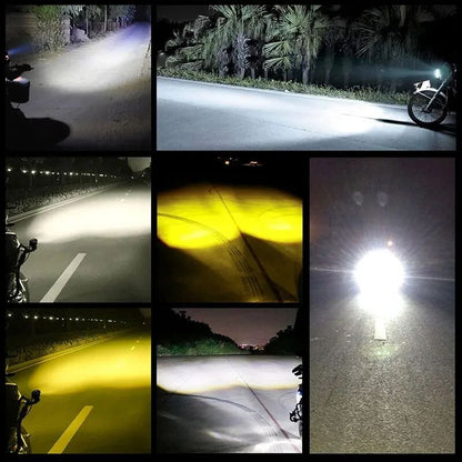 Dual Color Motorcycle Mini Driving Light Headlight Auxiliary Fog Lamp For Scooter ATV Moto Spotligh 2