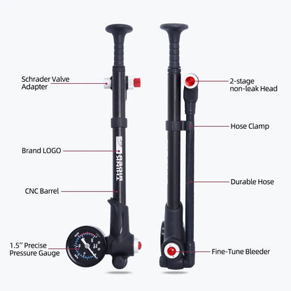 ThinkRider Highpressure Portable Bike Air Pump With Gauge Mountain Bicycle Suspension  Fork Shock A 4