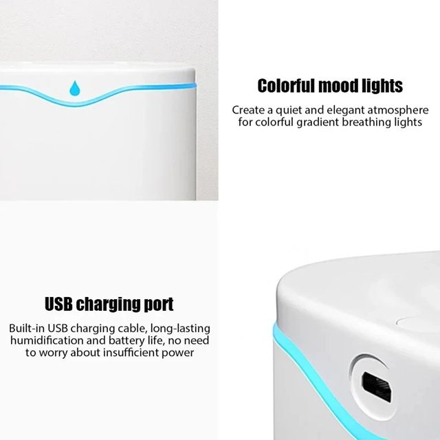 MistFlow 2000ML Dual Spray Humidifier  USB Cool Mist Aroma Diffuser For Home  Office Comfort 2