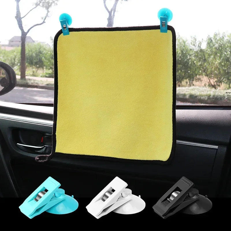 Car Interior Window Clip, Black Suction Cap Clip for Sunshade, Towel & Ticket Holder