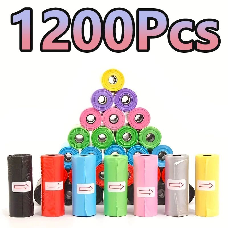 Leak-Proof Dog Waste Bags with Cartoon Paw Print, Random Color Pet Poop Bags, Durable Pet Supplies for Cleaning
