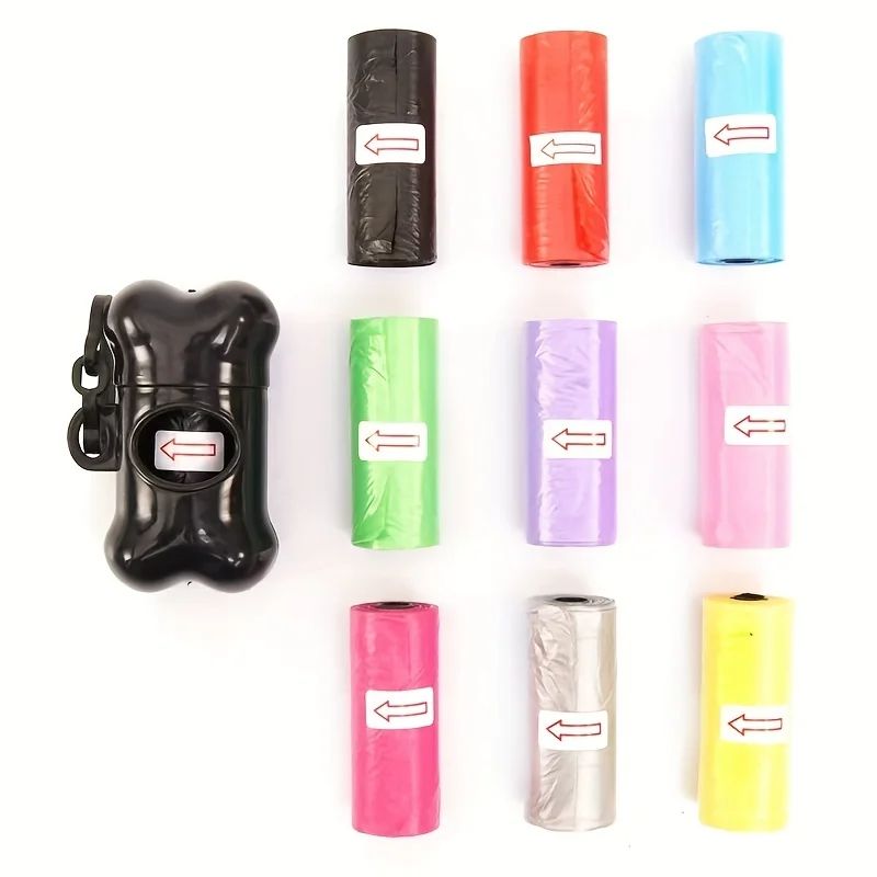 LeakProof Dog Waste Bags With Cartoon Paw Print Random Color Pet Poop Bags Durable Pet Supplies For 5