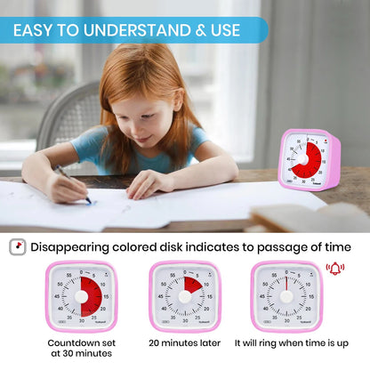 Silent Visual Timer For KidsYunbaoit VT01 60 Minute Countdown Clock With Protective Case For Focus  1