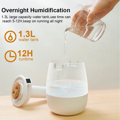 HydroGlow 1300ML Dual Spray Humidifier  USB Aroma Diffuser With Light For Home  Office Wellness 4