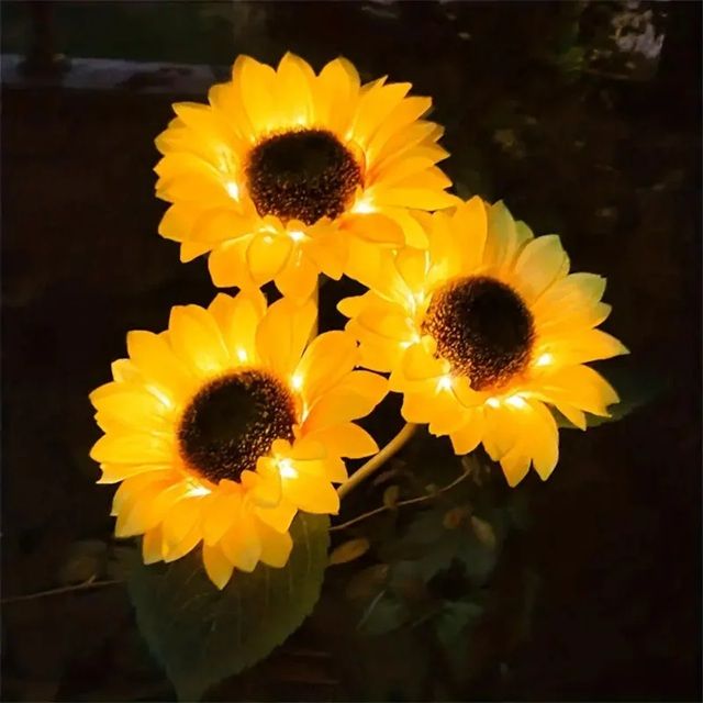 SunGlow Solar Sunflower Lights  Waterproof Outdoor Landscape Stakes For Garden Lawn  Pathway Decor 4