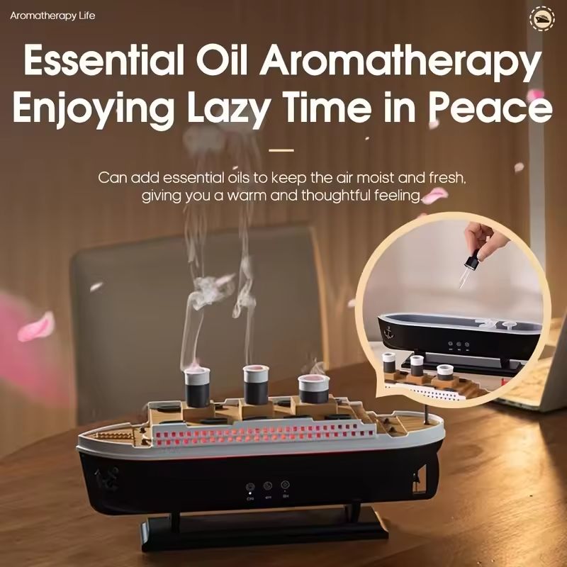 TitanMist 250ML Ship Diffuser  Decorative Aromatherapy Humidifier With Smoke Ring Effect 2