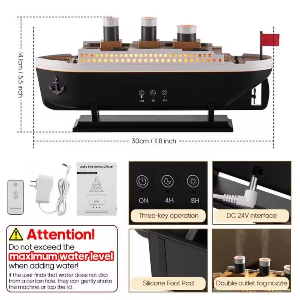 TitanMist 250ML Ship Diffuser  Decorative Aromatherapy Humidifier With Smoke Ring Effect 5